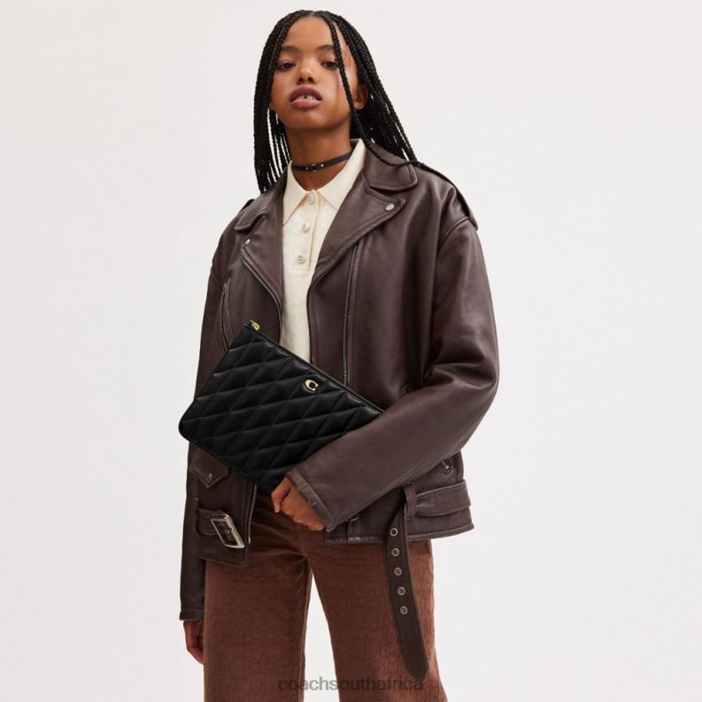 Coach Women POUCH 28 WITH PILLOW QUILTING B4/BLACK 4ZRDJ308