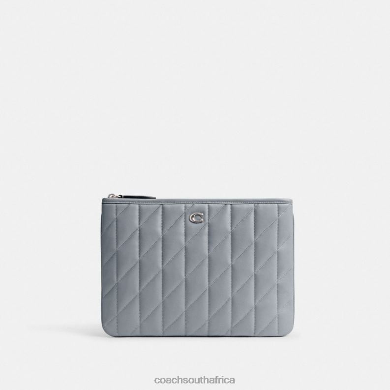 Coach Women POUCH 28 WITH PILLOW QUILTING LH/Grey Blue 4ZRDJ309