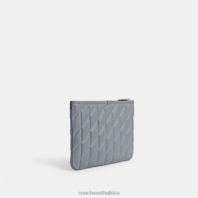 Coach Women POUCH 28 WITH PILLOW QUILTING LH/Grey Blue 4ZRDJ309