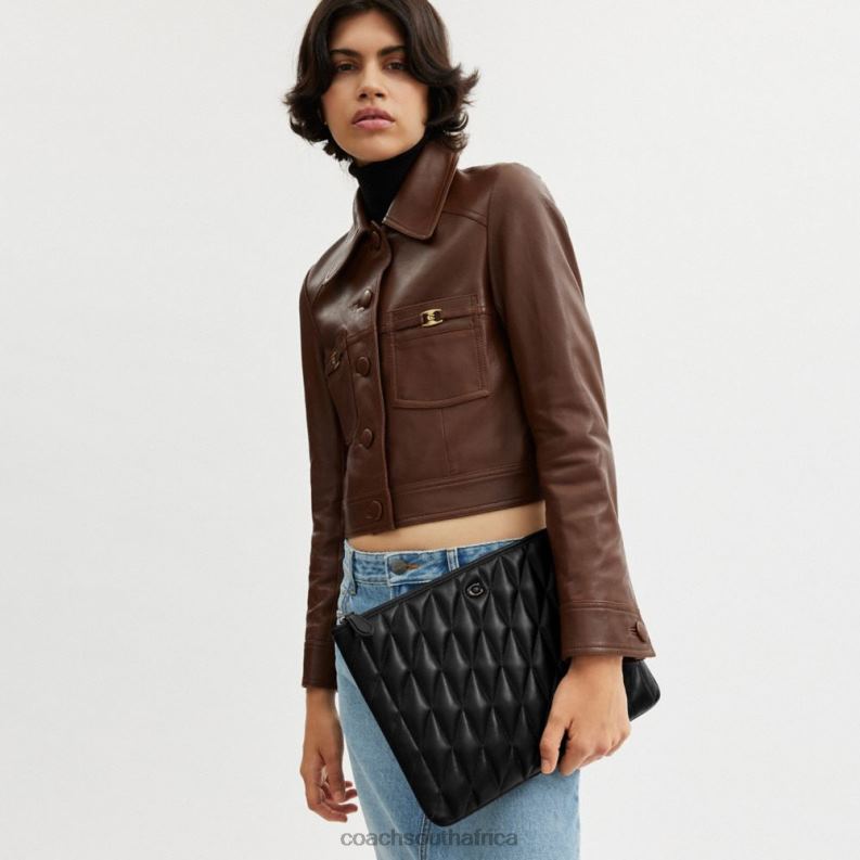 Coach Women POUCH 33 WITH PILLOW QUILTING V5/Black 4ZRDJ307