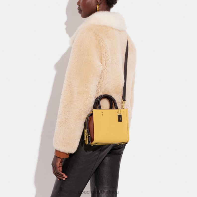 Coach Women ROGUE 20 IN COLORBLOCK REGENERATIVE LEATHER B4/Hay Multi 4ZRDJ81