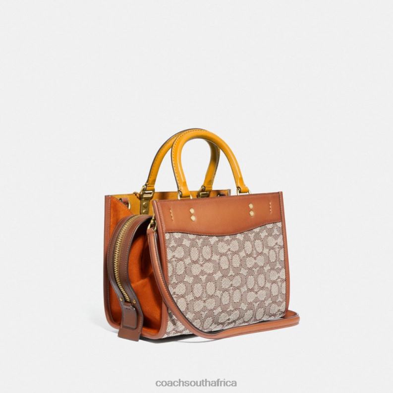 Coach Women ROGUE 25 IN SIGNATURE TEXTILE JACQUARD B4/Cocoa Burnished Amb 4ZRDJ95