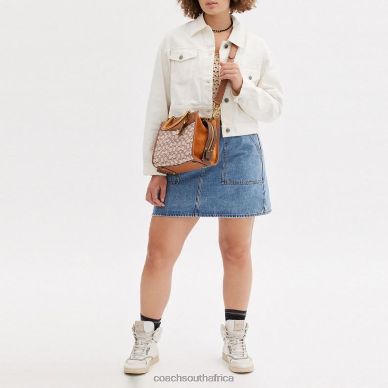 Coach Women ROGUE 25 IN SIGNATURE TEXTILE JACQUARD B4/Cocoa Burnished Amb 4ZRDJ95