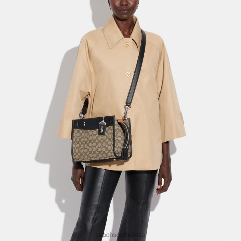 Coach Women ROGUE 25 IN SIGNATURE TEXTILE JACQUARD LH/Cocoa Black 4ZRDJ76