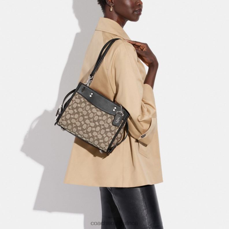 Coach Women ROGUE 25 IN SIGNATURE TEXTILE JACQUARD LH/Cocoa Black 4ZRDJ76