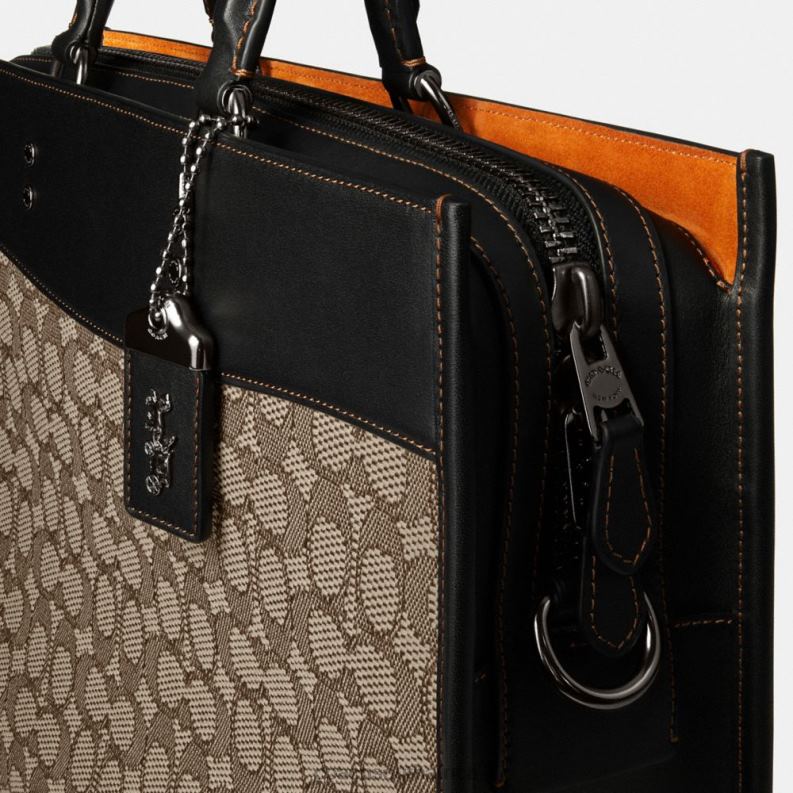 Coach Women ROGUE BRIEF IN SIGNATURE TEXTILE JACQUARD Cocoa/Black 4ZRDJ85