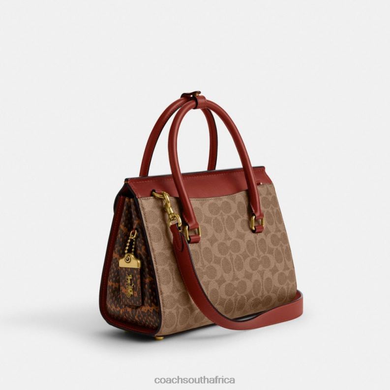 Coach Women BROOME CARRYALL IN SIGNATURE CANVAS WITH SNAKESKIN DETAIL B4/Tan Rust 4ZRDJ172