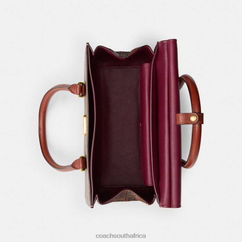 Coach Women BROOME CARRYALL IN SIGNATURE CANVAS WITH SNAKESKIN DETAIL B4/Tan Rust 4ZRDJ172