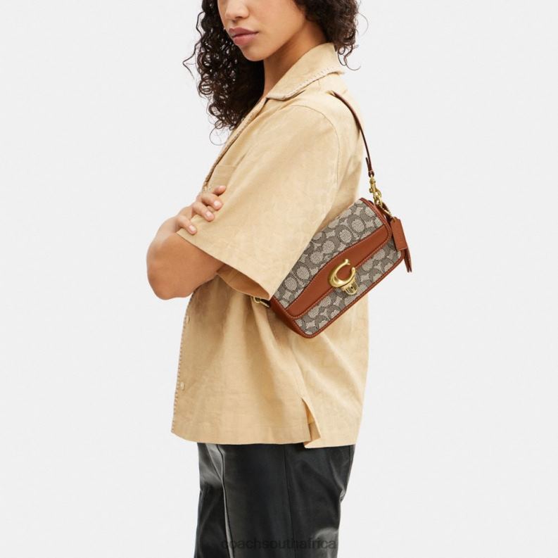Coach Women STUDIO BAGUETTE BAG IN SIGNATURE TEXTILE JACQUARD B4/Cocoa Burnished Amb 4ZRDJ194