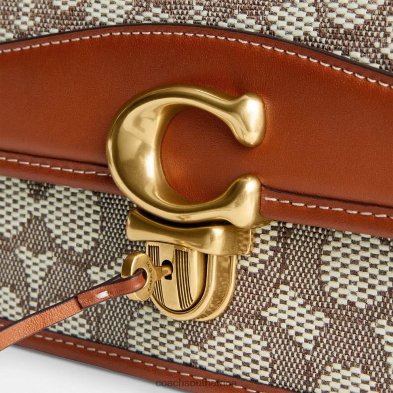 Coach Women STUDIO BAGUETTE BAG IN SIGNATURE TEXTILE JACQUARD B4/Cocoa Burnished Amb 4ZRDJ194