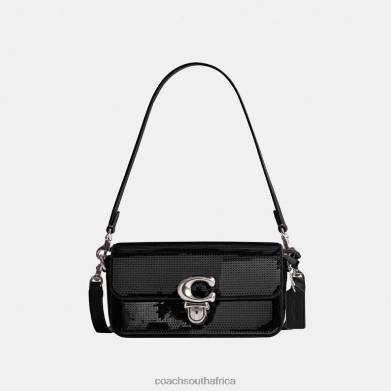Coach Women STUDIO BAGUETTE BAG WITH SEQUINS LH/Black 4ZRDJ183