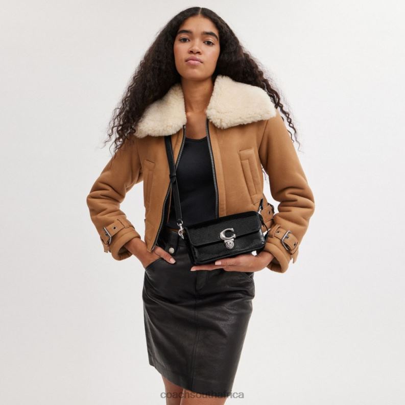 Coach Women STUDIO BAGUETTE BAG WITH SEQUINS LH/Black 4ZRDJ183