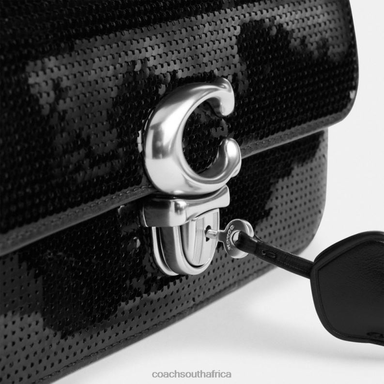 Coach Women STUDIO BAGUETTE BAG WITH SEQUINS LH/Black 4ZRDJ183