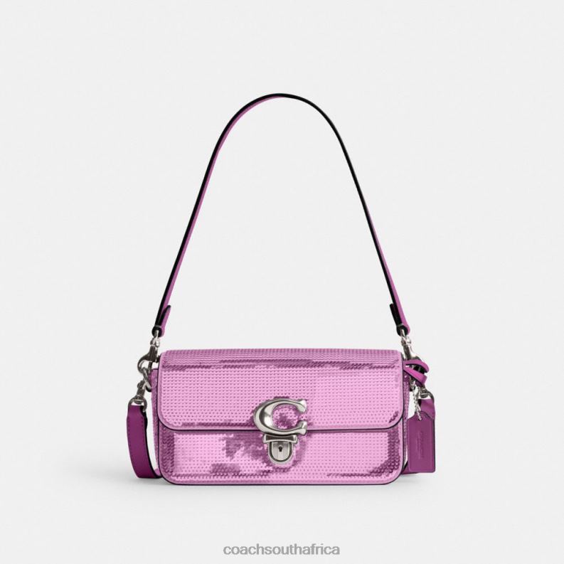 Coach Women STUDIO BAGUETTE BAG WITH SEQUINS LH/Dark Magenta 4ZRDJ188