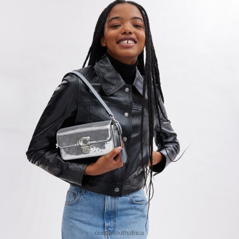 Coach Women STUDIO BAGUETTE BAG WITH SEQUINS LH/Silver 4ZRDJ184