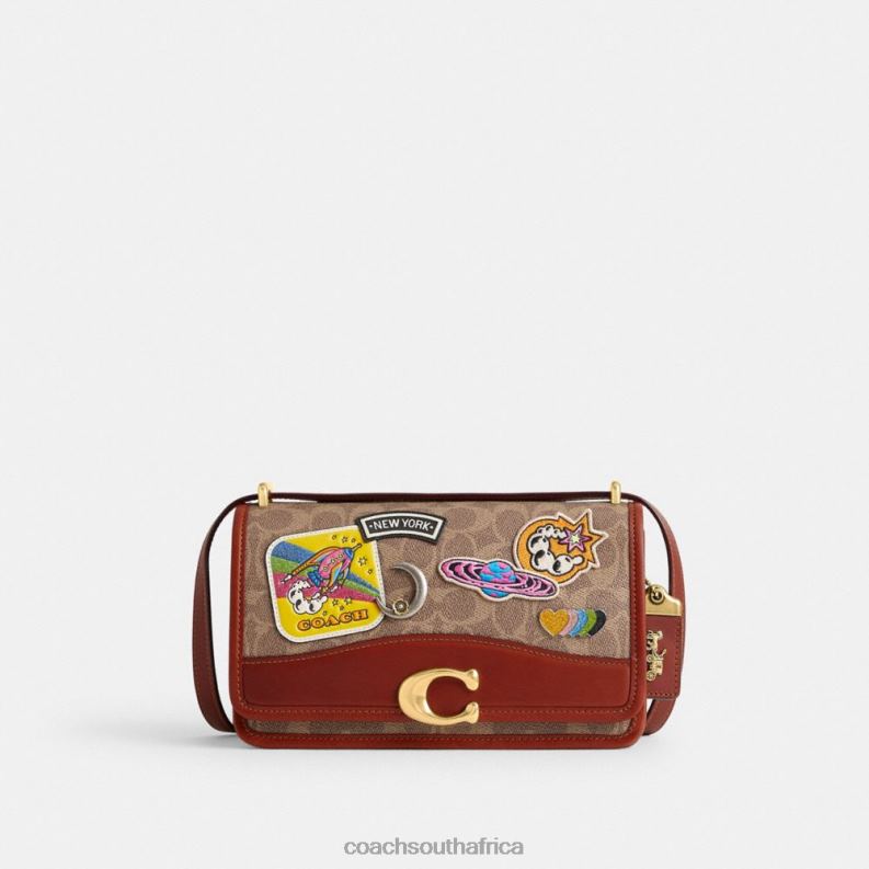 Coach Women COSMIC COACH BANDIT SHOULDER BAG IN SIGNATURE CANVAS WITH PATCHES B4/Tan Rust Multi 4ZRDJ267