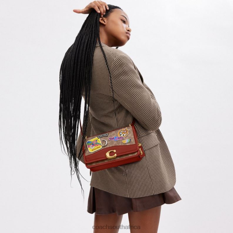 Coach Women COSMIC COACH BANDIT SHOULDER BAG IN SIGNATURE CANVAS WITH PATCHES B4/Tan Rust Multi 4ZRDJ267