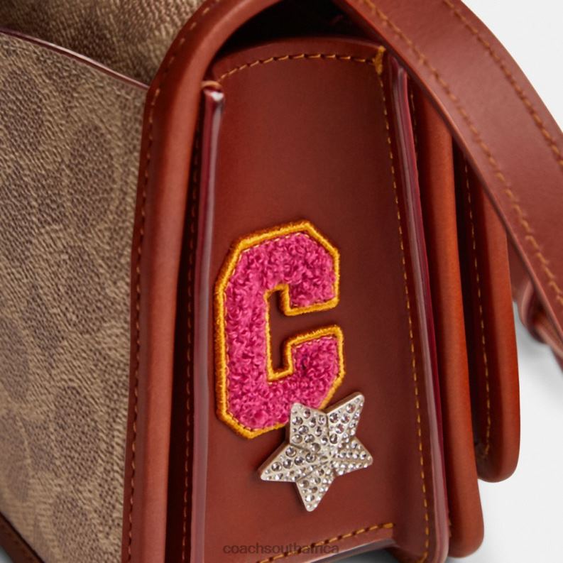 Coach Women COSMIC COACH BANDIT SHOULDER BAG IN SIGNATURE CANVAS WITH PATCHES B4/Tan Rust Multi 4ZRDJ267