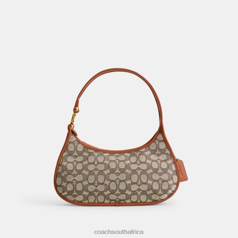 Coach Women EVE SHOULDER BAG IN SIGNATURE TEXTILE JACQUARD B4/Cocoa Burnished Amb 4ZRDJ273