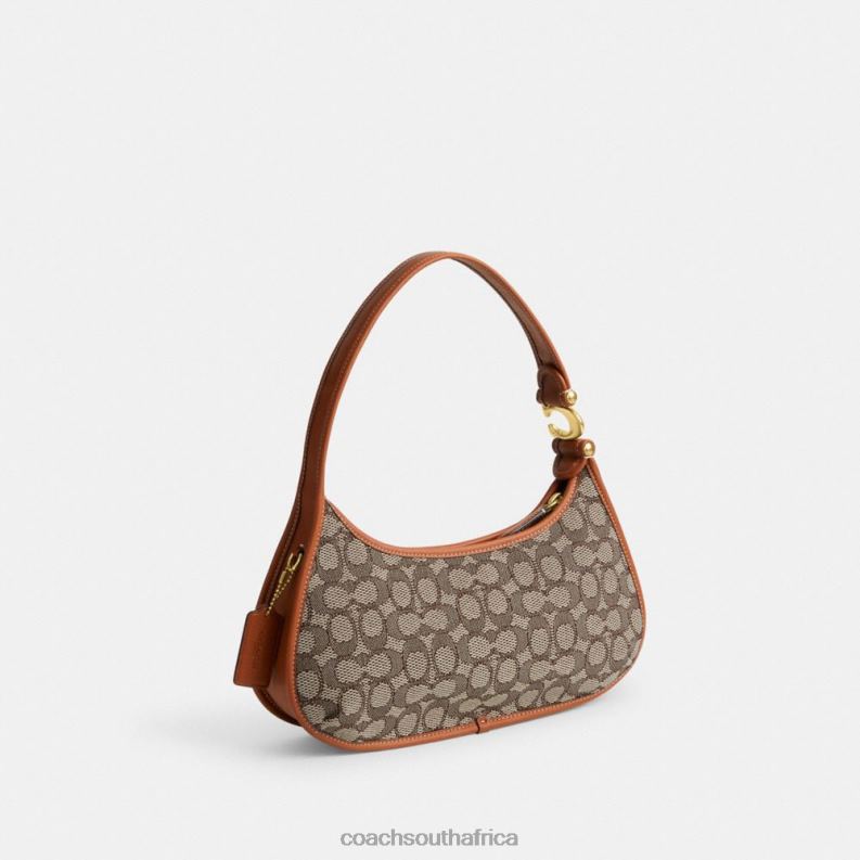 Coach Women EVE SHOULDER BAG IN SIGNATURE TEXTILE JACQUARD B4/Cocoa Burnished Amb 4ZRDJ273