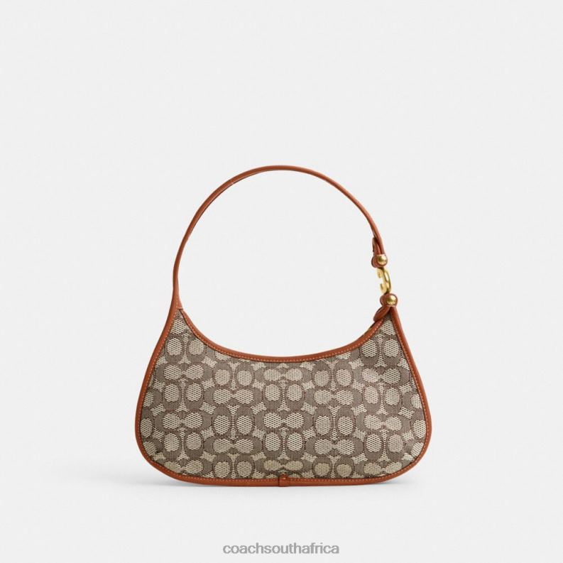 Coach Women EVE SHOULDER BAG IN SIGNATURE TEXTILE JACQUARD B4/Cocoa Burnished Amb 4ZRDJ273