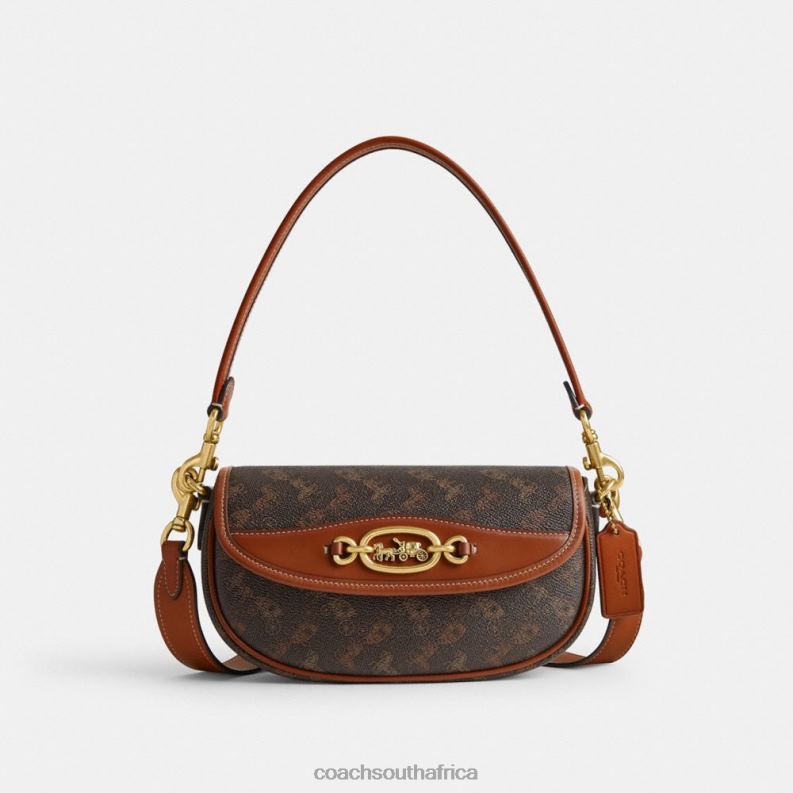 Coach Women HARLEY SHOULDER BAG 23 WITH HORSE AND CARRIAGE PRINT B4/Truffle Burnished Amber 4ZRDJ263