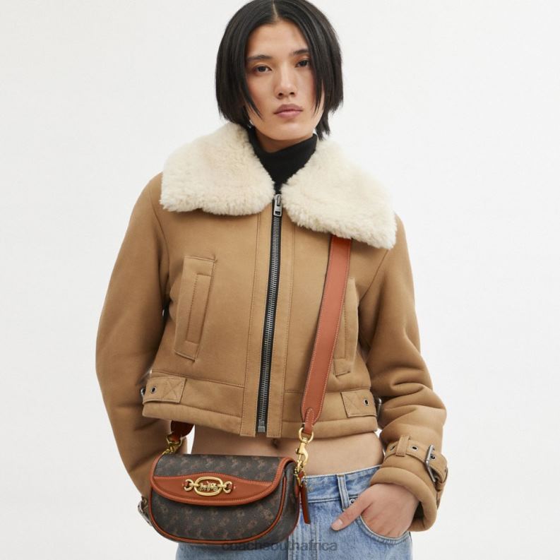 Coach Women HARLEY SHOULDER BAG 23 WITH HORSE AND CARRIAGE PRINT B4/Truffle Burnished Amber 4ZRDJ263