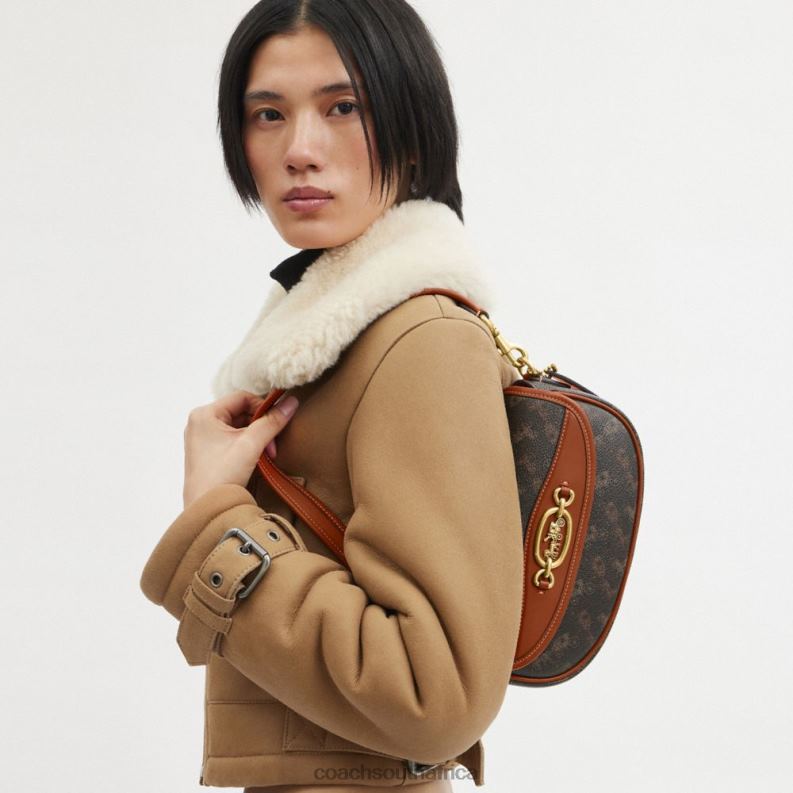 Coach Women HARLEY SHOULDER BAG 23 WITH HORSE AND CARRIAGE PRINT B4/Truffle Burnished Amber 4ZRDJ263