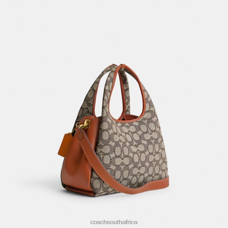 Coach Women LANA SHOULDER BAG 23 IN SIGNATURE JACQUARD B4/Cocoa Burnished Amb 4ZRDJ272