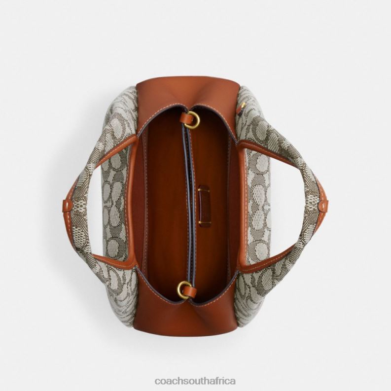 Coach Women LANA SHOULDER BAG 23 IN SIGNATURE JACQUARD B4/Cocoa Burnished Amb 4ZRDJ272