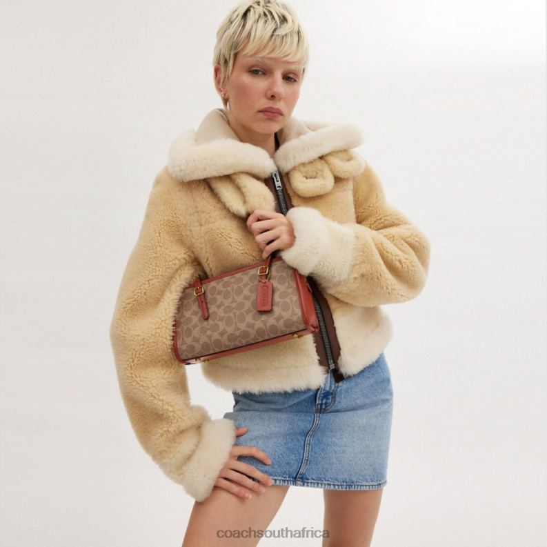 Coach Women SWING ZIP IN SIGNATURE CANVAS B4/Tan Rust 4ZRDJ268