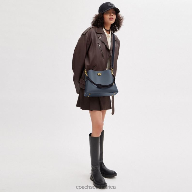 Coach Women WILLOW SHOULDER BAG IN COLORBLOCK B4/DENIM 4ZRDJ265