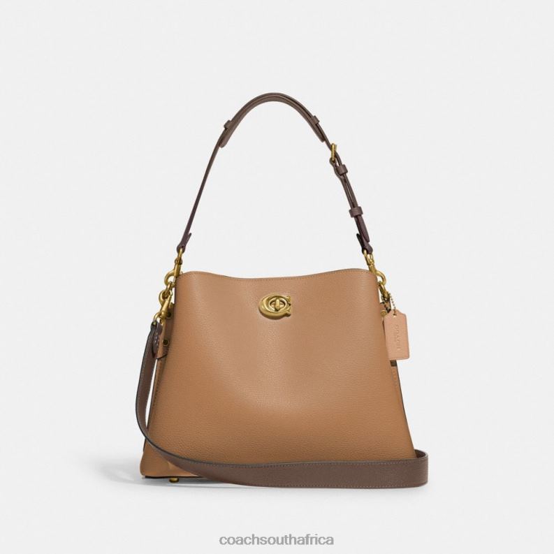 Coach Women WILLOW SHOULDER BAG IN COLORBLOCK B4/Toffee Multi 4ZRDJ266