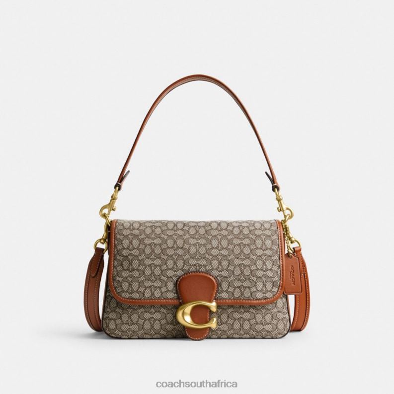 Coach Women SOFT TABBY SHOULDER BAG IN MICRO SIGNATURE JACQUARD B4/Cocoa Burnished Amb 4ZRDJ140