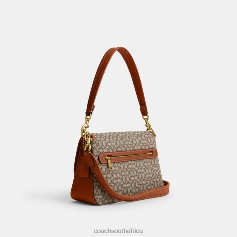Coach Women SOFT TABBY SHOULDER BAG IN MICRO SIGNATURE JACQUARD B4/Cocoa Burnished Amb 4ZRDJ140
