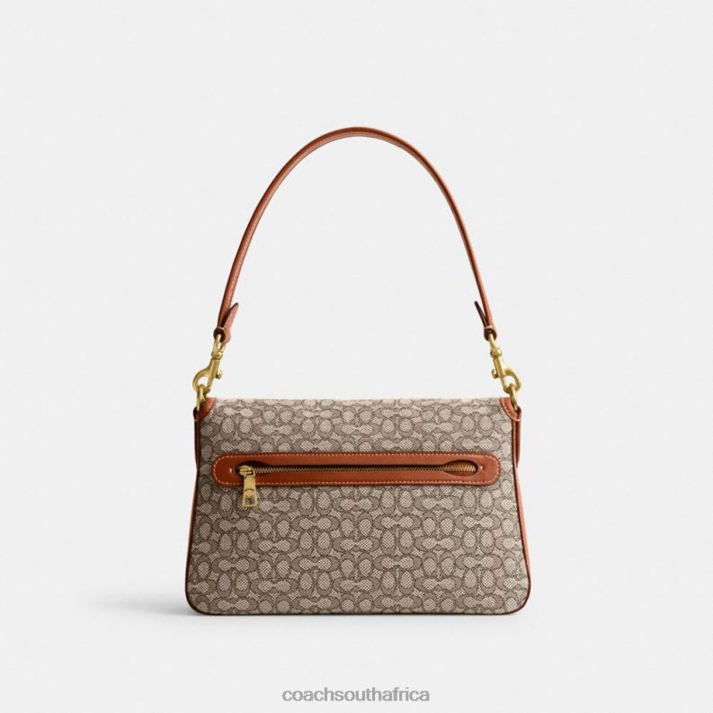 Coach Women SOFT TABBY SHOULDER BAG IN MICRO SIGNATURE JACQUARD B4/Cocoa Burnished Amb 4ZRDJ140