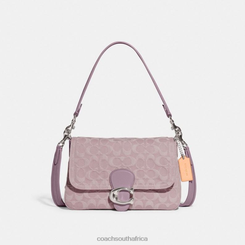 Coach Women SOFT TABBY SHOULDER BAG IN SIGNATURE DENIM LH/Pale Purple 4ZRDJ154