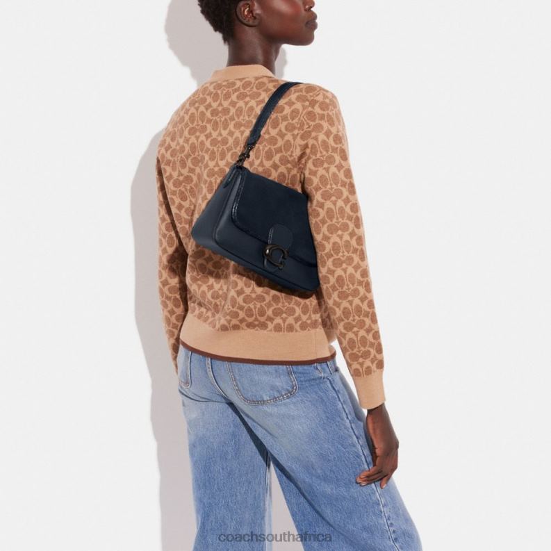 Coach Women SOFT TABBY SHOULDER BAG WITH SNAKESKIN DETAIL V5/Midnight Navy 4ZRDJ121