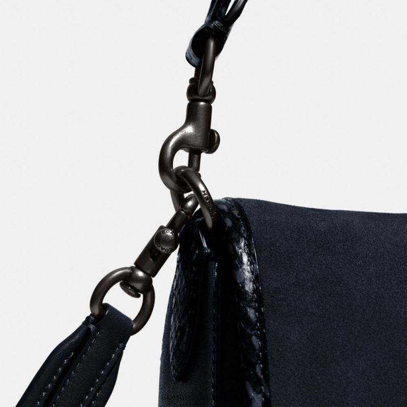 Coach Women SOFT TABBY SHOULDER BAG WITH SNAKESKIN DETAIL V5/Midnight Navy 4ZRDJ121