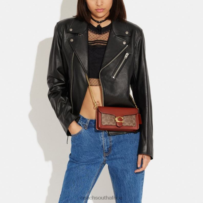 Coach Women TABBY CHAIN CLUTCH IN SIGNATURE CANVAS B4/Tan Rust 4ZRDJ168