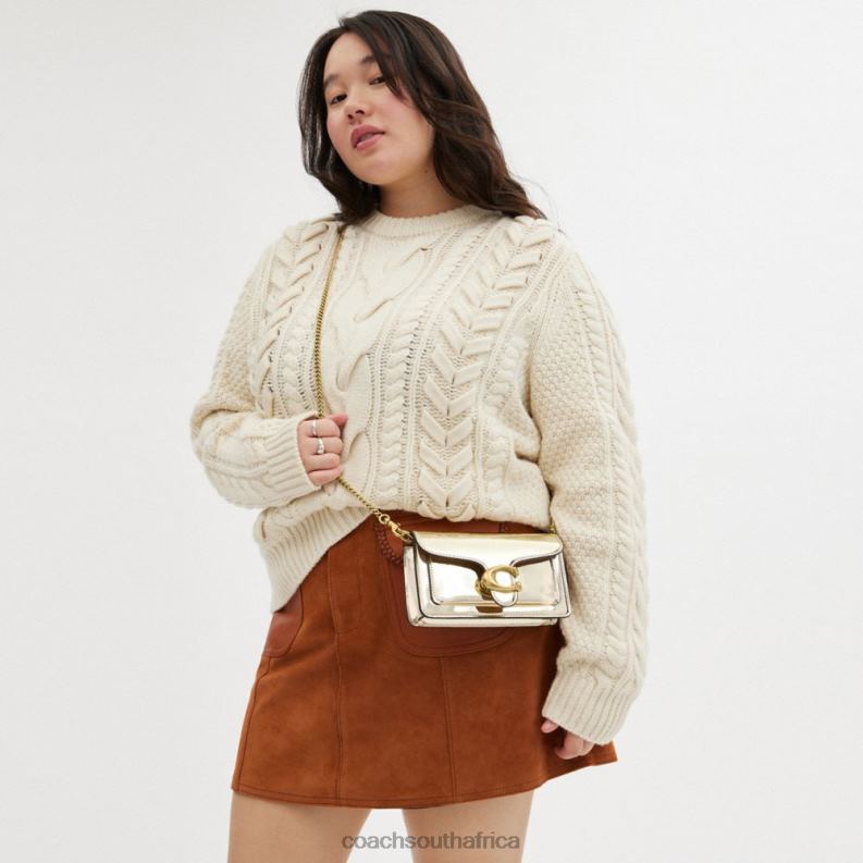 Coach Women TABBY CROSSBODY IN SILVER METALLIC B4/Gold 4ZRDJ111