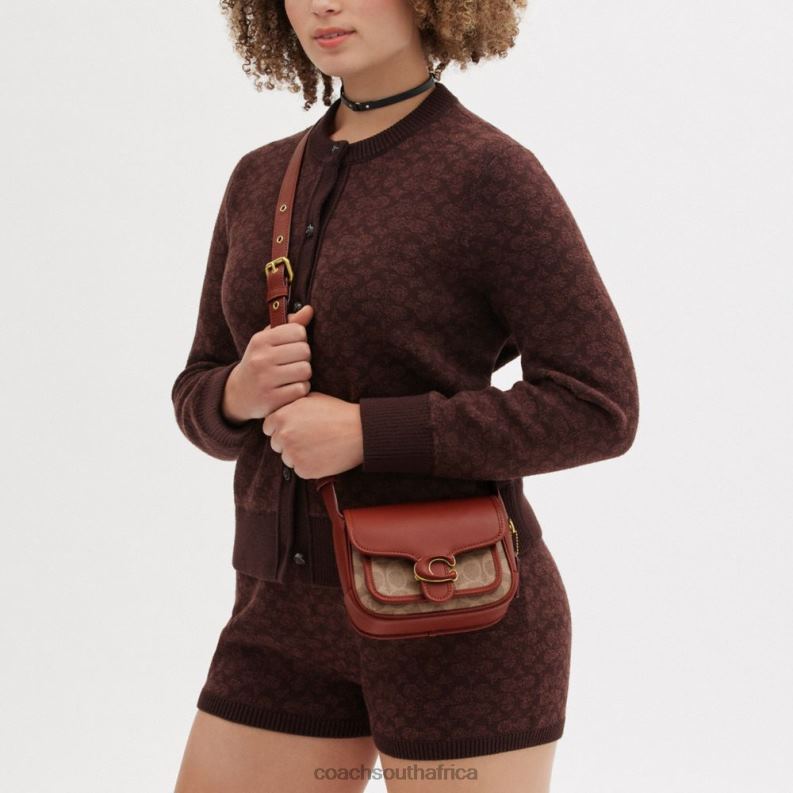 Coach Women TABBY MESSENGER 19 IN SIGNATURE CANVAS B4/Tan Rust 4ZRDJ116