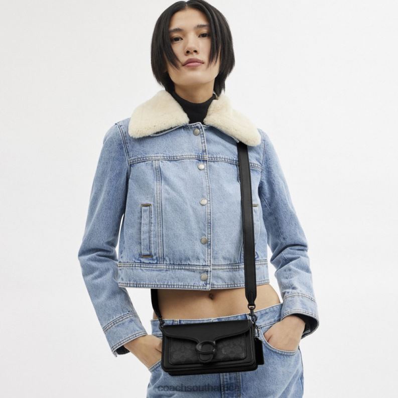 Coach Women TABBY SHOULDER BAG 20 IN SIGNATURE CANVAS MW/Charcoal/Black 4ZRDJ101