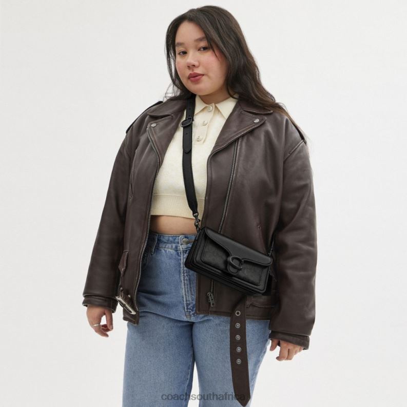 Coach Women TABBY SHOULDER BAG 20 IN SIGNATURE CANVAS MW/Charcoal/Black 4ZRDJ101