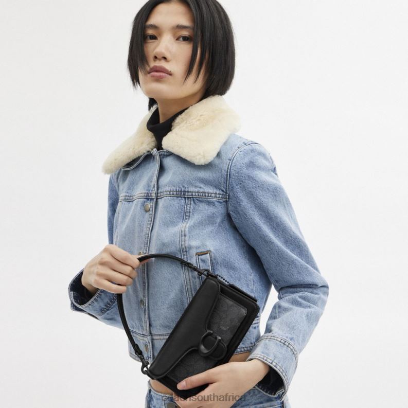 Coach Women TABBY SHOULDER BAG 20 IN SIGNATURE CANVAS MW/Charcoal/Black 4ZRDJ101