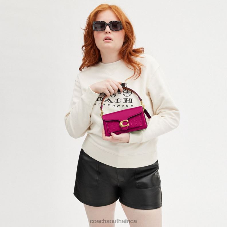 Coach Women TABBY SHOULDER BAG 20 IN SIGNATURE LEATHER B4/MAGENTA 4ZRDJ146