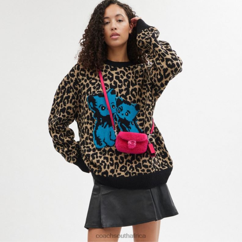 Coach Women THE LIL NAS X DROP TABBY 12 IN SHEARLING LH/Bright Fuchsia 4ZRDJ98