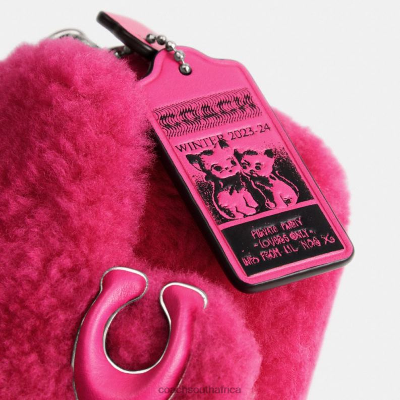 Coach Women THE LIL NAS X DROP TABBY 12 IN SHEARLING LH/Bright Fuchsia 4ZRDJ98