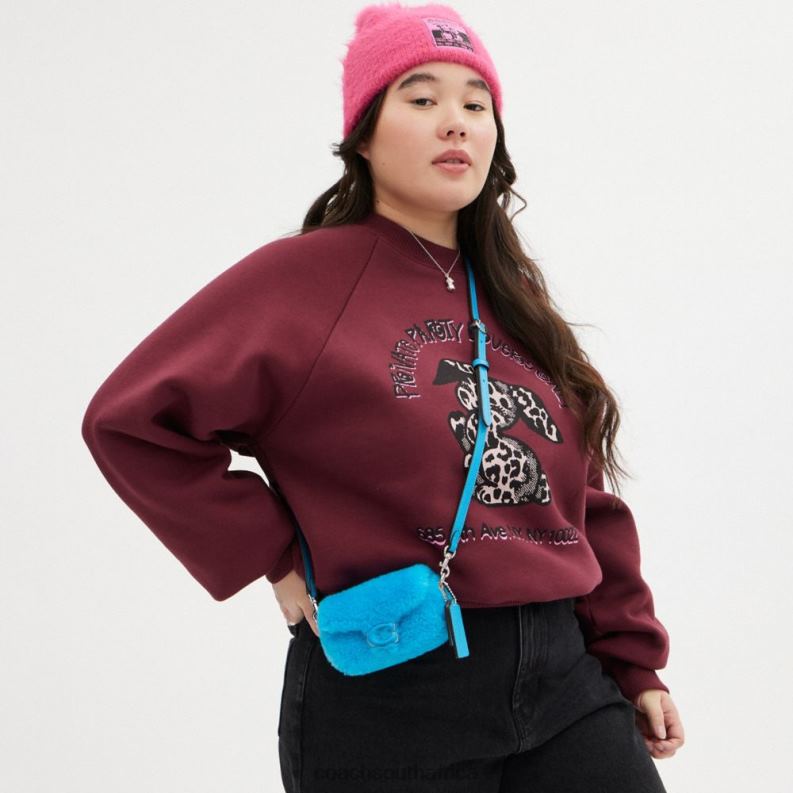 Coach Women THE LIL NAS X DROP TABBY 12 IN SHEARLING LH/Montero Blue 4ZRDJ99