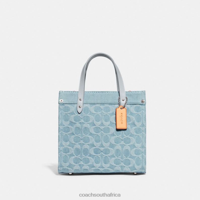 Coach Women FIELD TOTE 22 IN SIGNATURE DENIM LH/Pale Blue 4ZRDJ302